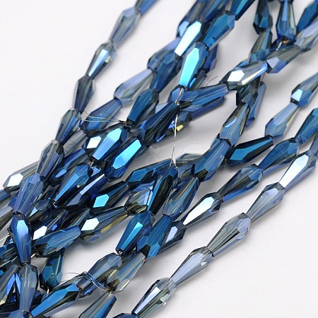 Faceted Rainbow Plated Teardrop Electroplated Glass Beads Strands EGLA-F104-03A-1