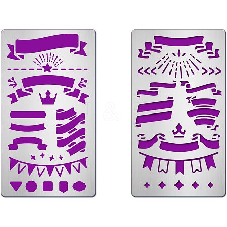 2Pcs 2 Style 304 Stainless Steel Cutting Dies Stencils DIY-FG0001-98-1