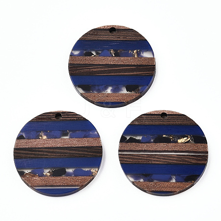 Transparent Resin & Walnut Wood Pendants RESI-N039-03A-1