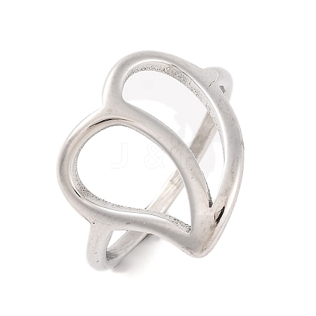 Non-Tarnish Hollow Heart 304 Stainless Steel Finger Rings for Women RJEW-S414-02B-P-1