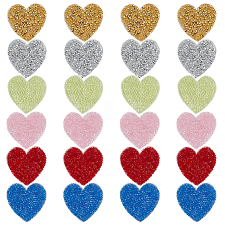 24Pcs 6 Colors Rhinestone Thread Iron on/Sew On Patches PATC-DR0001-03-1