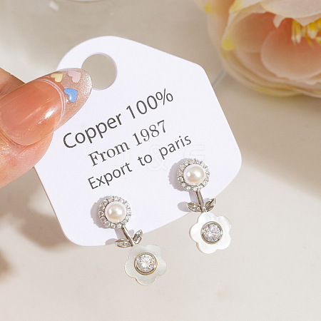 Brass Micro Pave Cubic Zirconia Stud Earrings WGB66C3-01-1