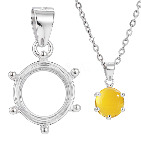1Pc 925 Sterling Silver Pendant Cabochon Settings STER-BC0003-55B-1