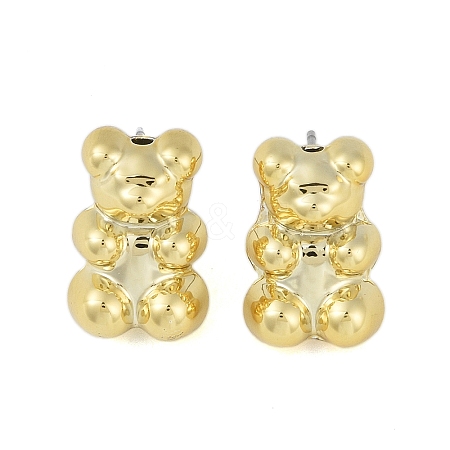 Bear CCB Plastic Stud Earrings for Women EJEW-Q382-04B-G-1