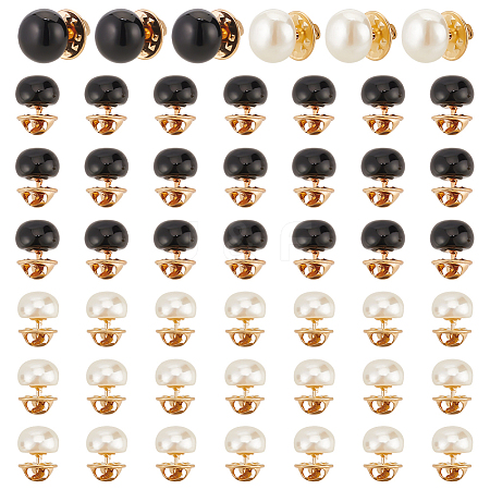 48Pcs 2 Colors Pearl Button Pins for Jeans BUTT-FG0001-38-1