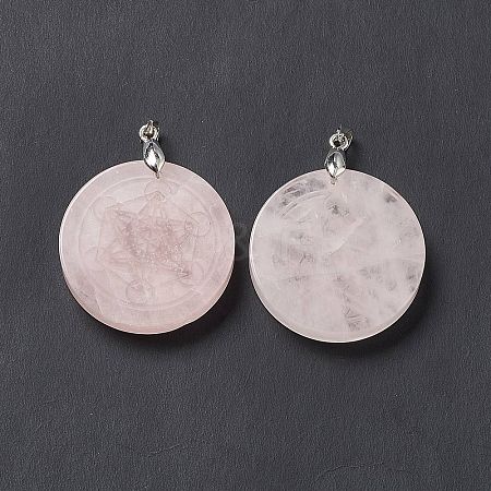 Natural Rose Quartz Pendants G-P491-04P-07-1