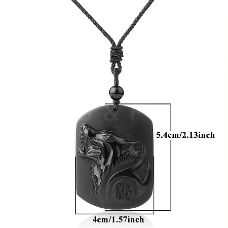 Natural Obsidian Pendant Necklace for Men PW-WG33725-07-1