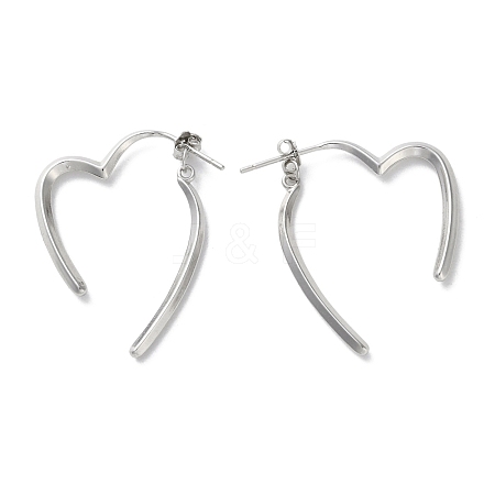 925 Sterling Silver Heart Stud Earrings EJEW-P296-23P-1