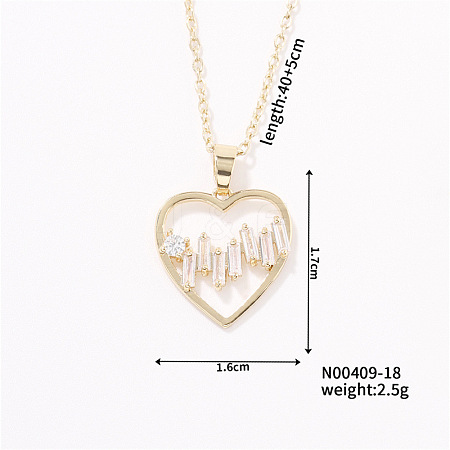 Heart Brass Micro Pave Cubic Zirconia Pendant Necklace for Couple CS3079-1