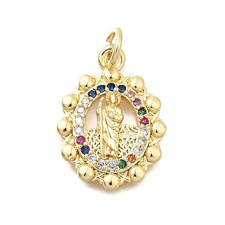 Brass Micro Pave Cubic Zirconia Pendants KK-P336-04F-G-1