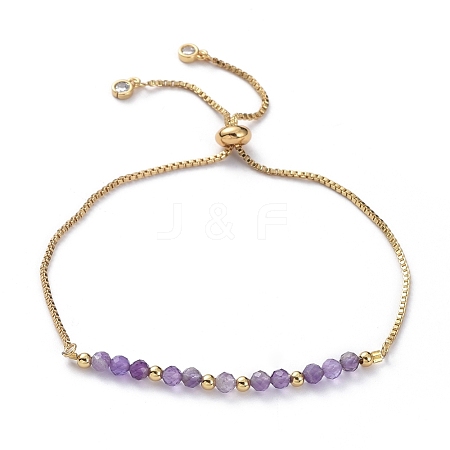 Adjustable Natural Amethyst Slider Bracelets BJEW-JB04929-04-1