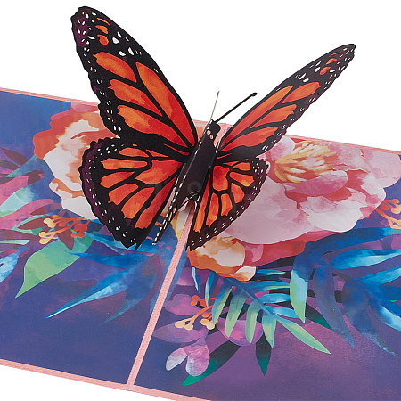 3D Butterfly Pop Up Paper Greeting Card AJEW-WH0038-31-1