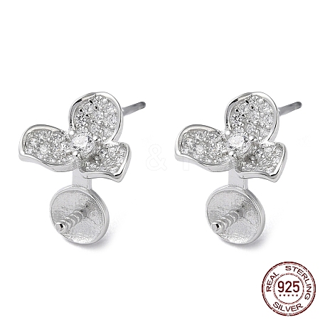 Rhodium Plated 925 Sterling Silver Stud Earring Findings STER-M115-09P-1