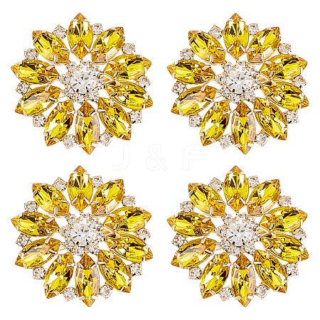 4Pcs Alloy & Glass & Rhinestone Shank Buttons BUTT-FG0001-63A-1