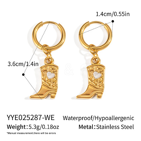 304 Stainless Steel Shoes with Heart Hoop Earrings KC5078-9-1