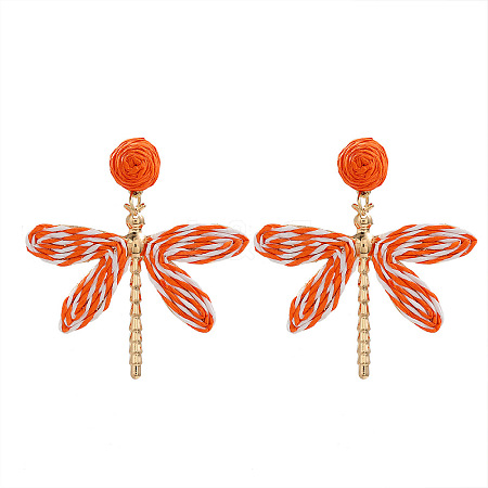 Alloy & Raffia Dangle Stud Earrings FS-WGCB008-08-1