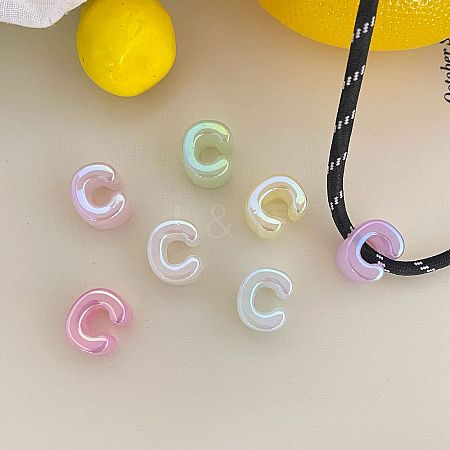 UV Plating Acrylic Alphabet Beads OACR-N163-42C-1