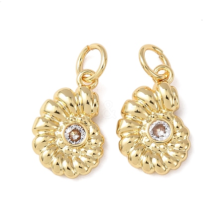 Brass Micro Pave Cubic Zirconia Charms KK-C143-32C-G-1