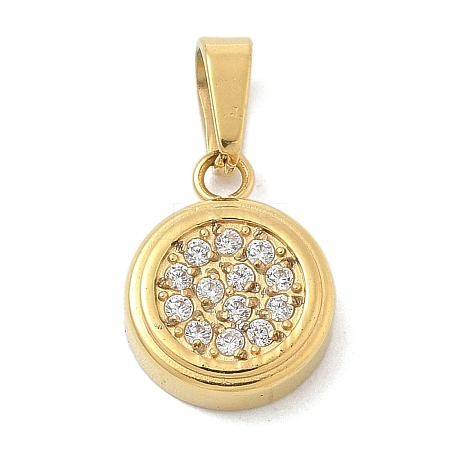 Ion Plating(IP) 304 Stainless Steel Micro Pave Cubic Zirconia Pendants STAS-Z107-02G-01-1