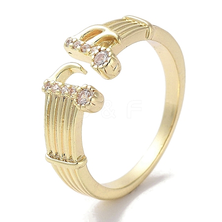 Brass Micro Pave Cubic Zirconia Cuff Rings RJEW-G310-10G-1