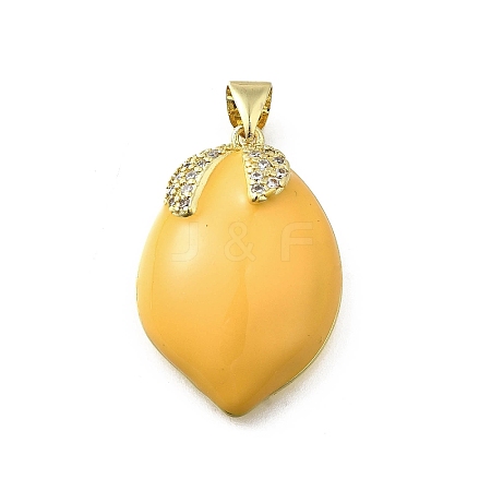 Brass Micro Pave Cubic Zirconia with Enamel Pendants KK-Q066-20G-1