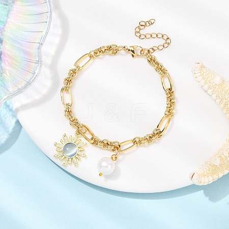 Cat Eye Charm Bracelets BJEW-JB12420-01-1