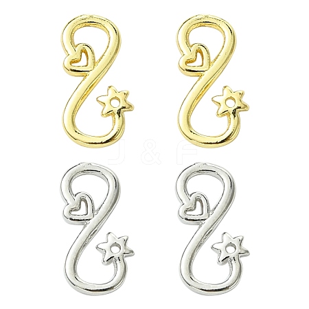 4Pcs 2 Colors Brass S-Hook Clasps KK-FS0001-75-1
