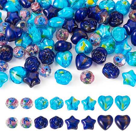 80Pcs 8 Styles Millefiori Glass Beads Strands GLAA-TA0003-43B-1