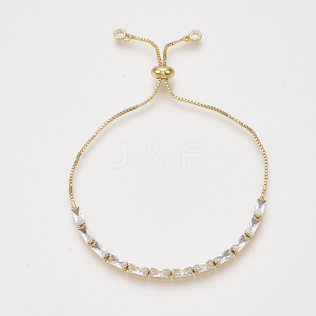 Adjustable Brass Cubic Zirconia Slider Bracelets X-BJEW-S142-01A-G-1