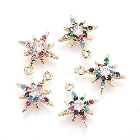 Brass Cubic Zirconia Charms KK-O119-18G-1