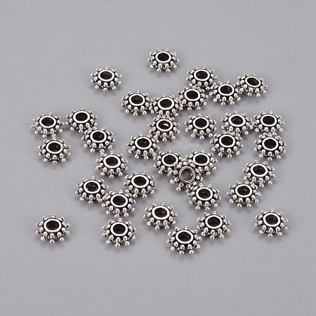 Antique Silver Tone Retro Style Sun Spacer Beads X-LFH10384Y-NF-1