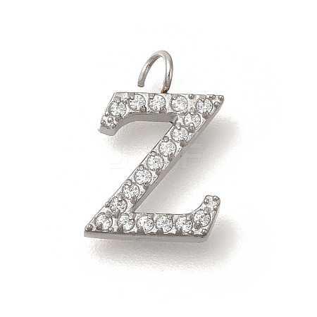 304 Stainless Steel Micro Pave Cubic Zirconia Pendants STAS-H228-06P-Z-1