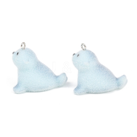 Flocking Opaque Resin Pendants RESI-P053-03B-P-1