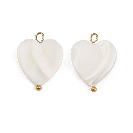 Natural Shell Heart Pendants STAS-D378-34G-1