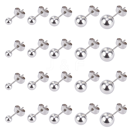 201 Stainless Steel Ball Stud Earrings STAS-UN0019-07P-1