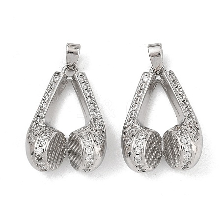 Brass Micro Pave Clear Cubic Zirconia Pendants CU-L277-12P-1