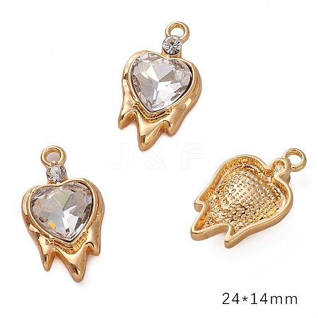 Golden Alloy Resin Rhinestine Pendants PW-WGCBCC2-08-1