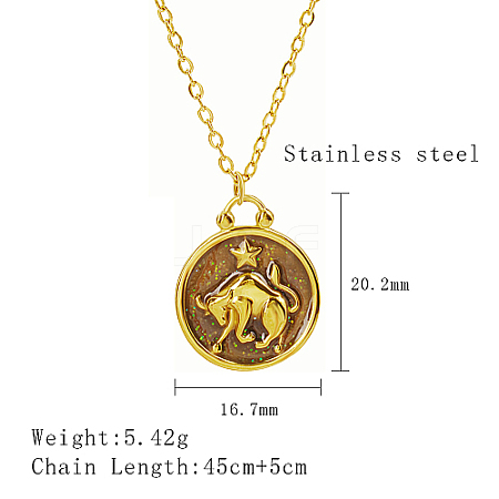 304 Stainless Steel Enamel Constellation Pendant Necklaces LS-DJ0261-10-1-1