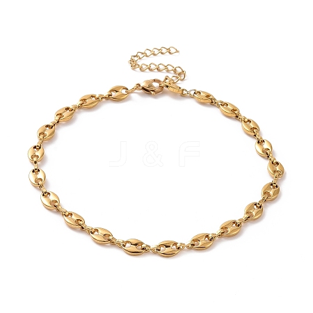 PVD Vacuum Plating 304 Stainless Steel Coffee Bean Chain Bracelet for Men Women BJEW-E031-16G-01-1