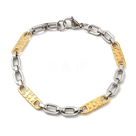 Two Tone 304 Stainless Steel Oval Link Chain Bracelet BJEW-B078-02GP-1