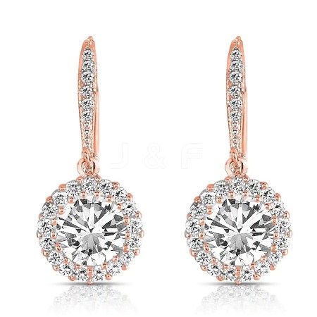 Brass Micro Pave Cubic Zirconia Pentacle Leverback Earrings EJEW-BB65622-A-1