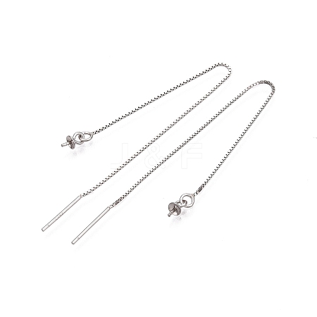 Anti-Tarnish Rhodium Plated 925 Sterling Silver Stud Earring Findings STER-N016-10P-1