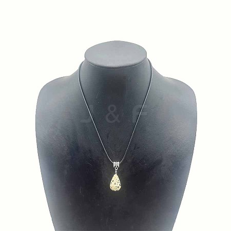 Faceted Natural Dalmatian Jasper Teardrop Pendant Necklaces for Women HH3388-6-1