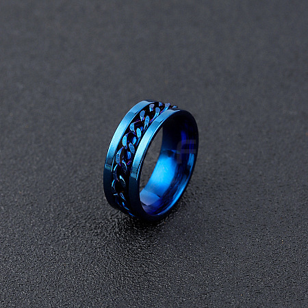 304 Stainless Steel Rotatable Chain Finger Rings for Men FS-WG60CA3-43-1