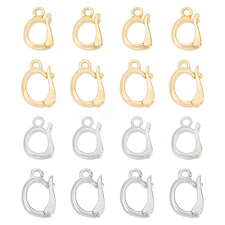 BENECREAT 24Pcs 4 Styles Rack Plating Brass Fold Over Clasps KK-BC0012-80-1