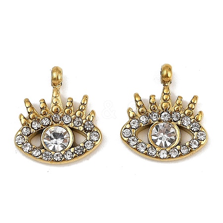 304 Stainless Steel Micro Pave Cubic Zirconia Charms STAS-K302-01B-G-1