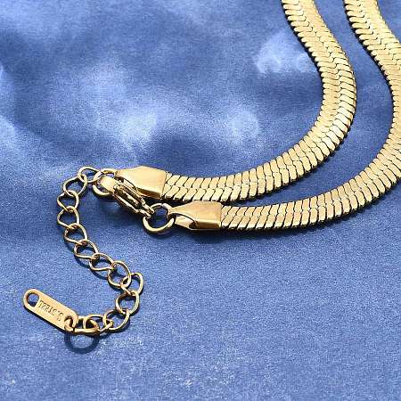 Ion Plating(IP) 304 Stainless Steel Herringbone Chain Necklace for Men Women NJEW-E076-03E-G-1