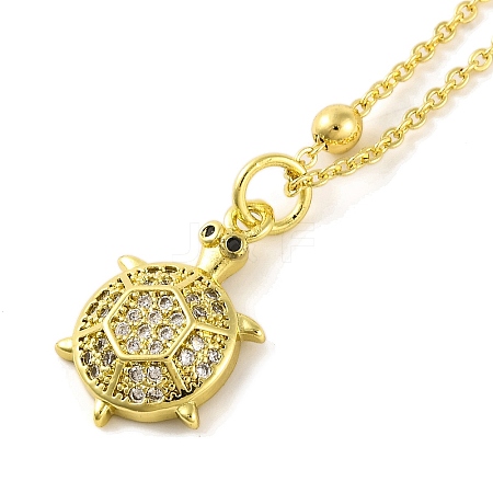 Brass Pave Clear Cubic Zirconia Pendant Necklaces for Women NJEW-S430-03G-03-1