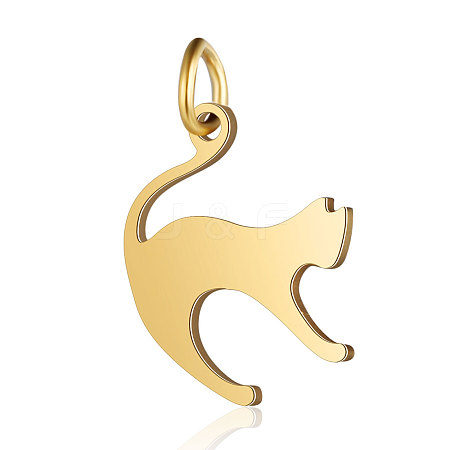 201 Stainless Steel Kitten Pendants STAS-S105-T553D-2-1