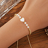 Handmade Brass & Imitation Pearl Round Beaded Bracelets LS-YH5085-1-1